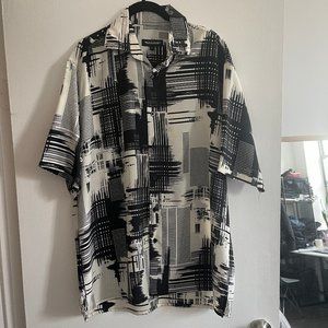 BASSIRI MENS TEXTURED SHORT SLEEVE CASUAL BUTTON UP - LARGE